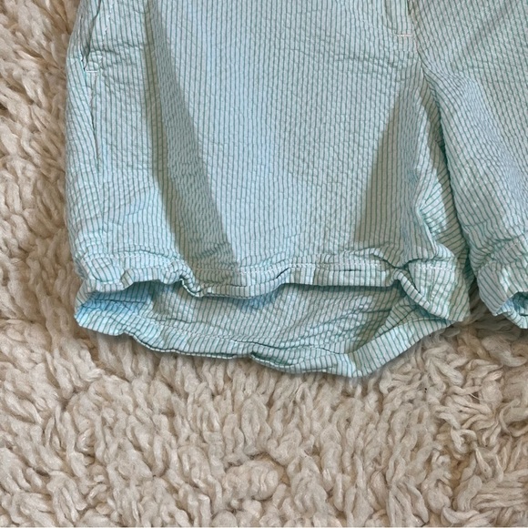 J Crew Shorts Women's Size 00 Green Seersucker Striped Cotton City Fit - Picture 6 of 8
